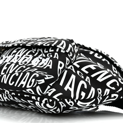Balenciaga Nylon Wave Logo Print Wheel Beltpack Black White 10 of 10