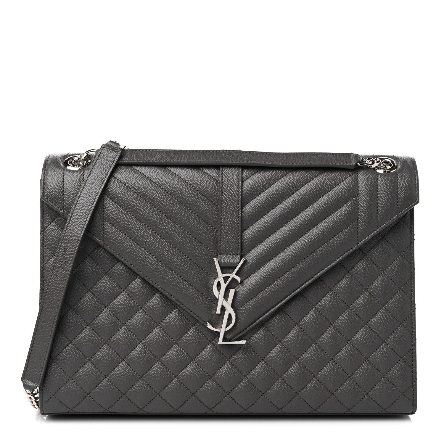 Saint Laurent Grain De Poudre Textured Mixed Matelasse Large Triquilt Monogram Satchel Earth 1 of 9