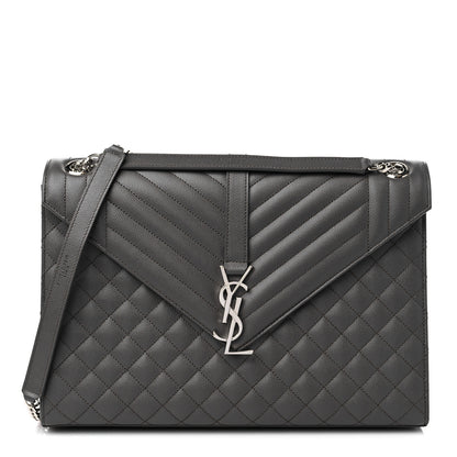 Saint Laurent Grain De Poudre Textured Mixed Matelasse Large Triquilt Monogram Satchel Earth 1 of 9