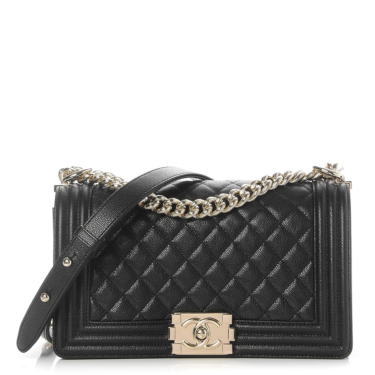 Caviar Quilted Medium Boy Flap Black
