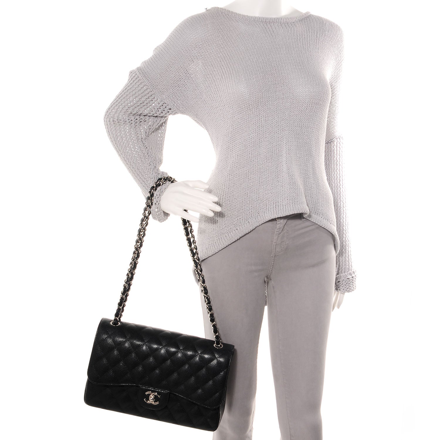 Chanel Caviar Quilted Jumbo Double Flap Black 2 of 9