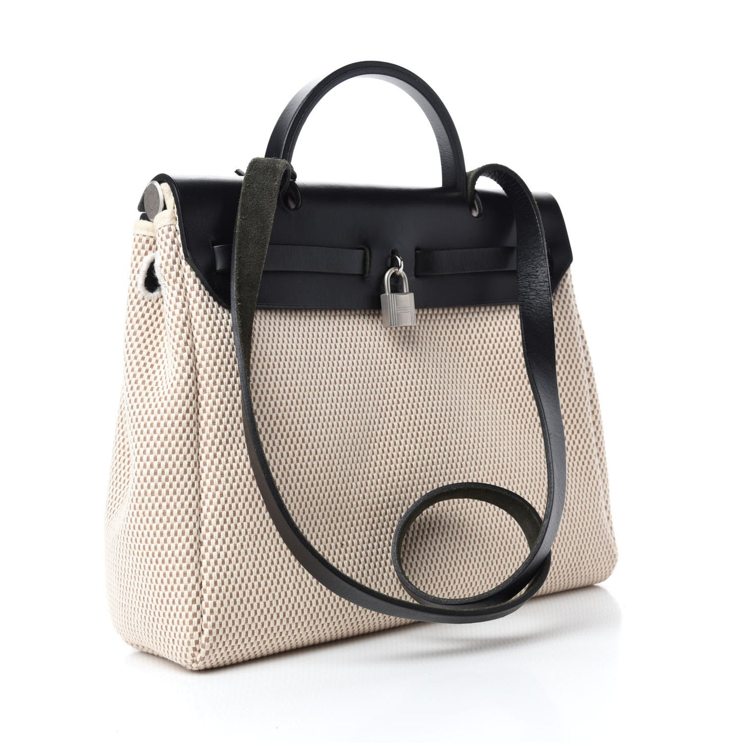 Toile Vache Calfskin Herbag 30 PM Black