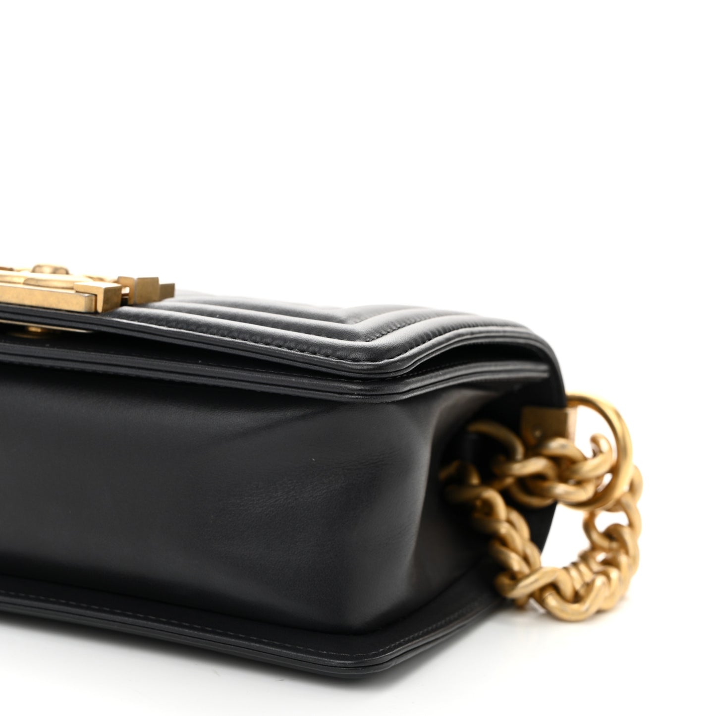 Calfskin Quilted Small Boy Flap Dark Grey