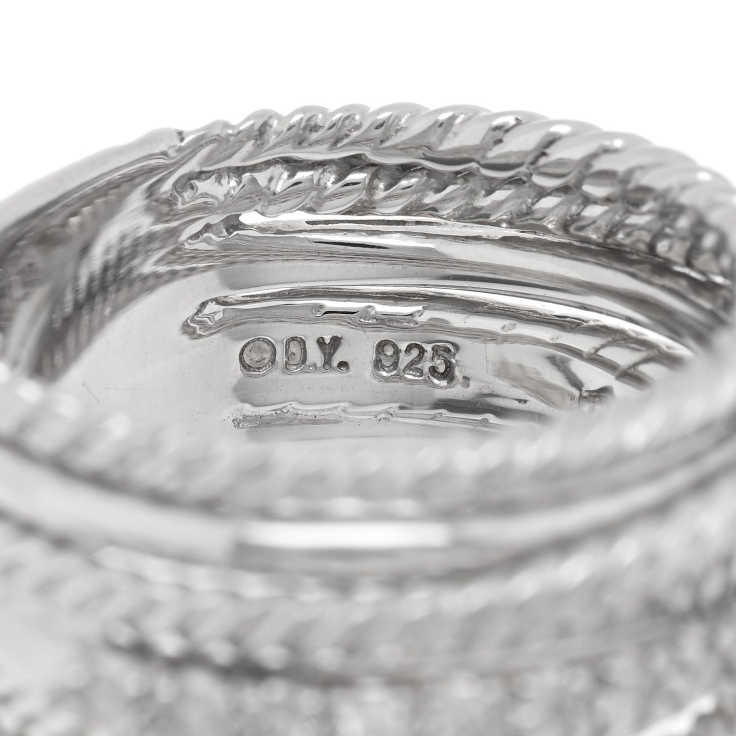 Sterling Silver Diamond 11mm Wide Crossover Cable Ring 52 6