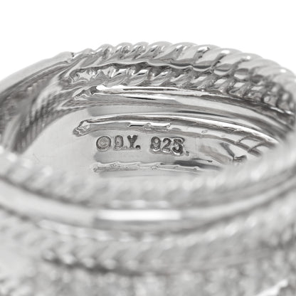 David Yurman Sterling Silver Diamond 11mm Wide Crossover Cable Ring 52 6 4 of 4