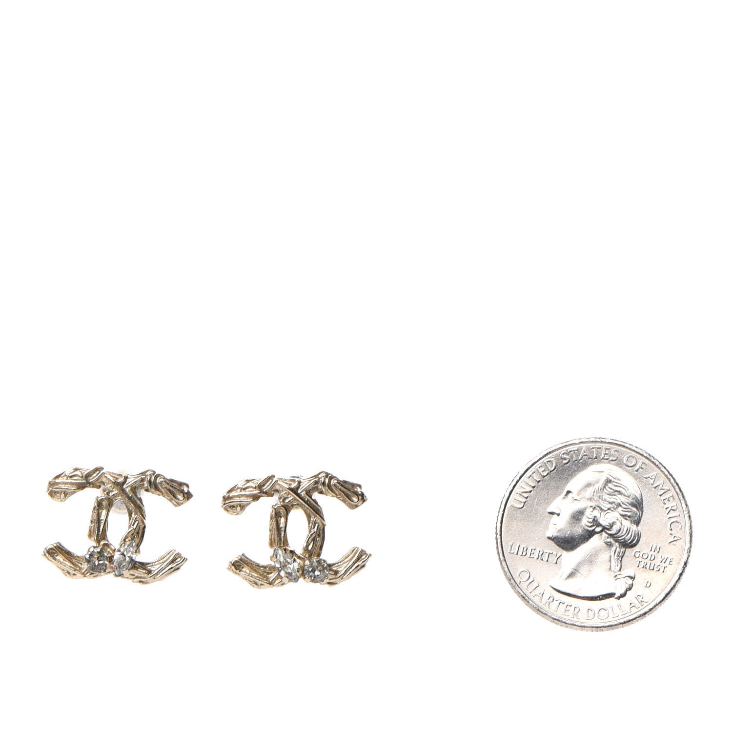 Chanel Crystal CC Earrings Light Gold 2 of 4