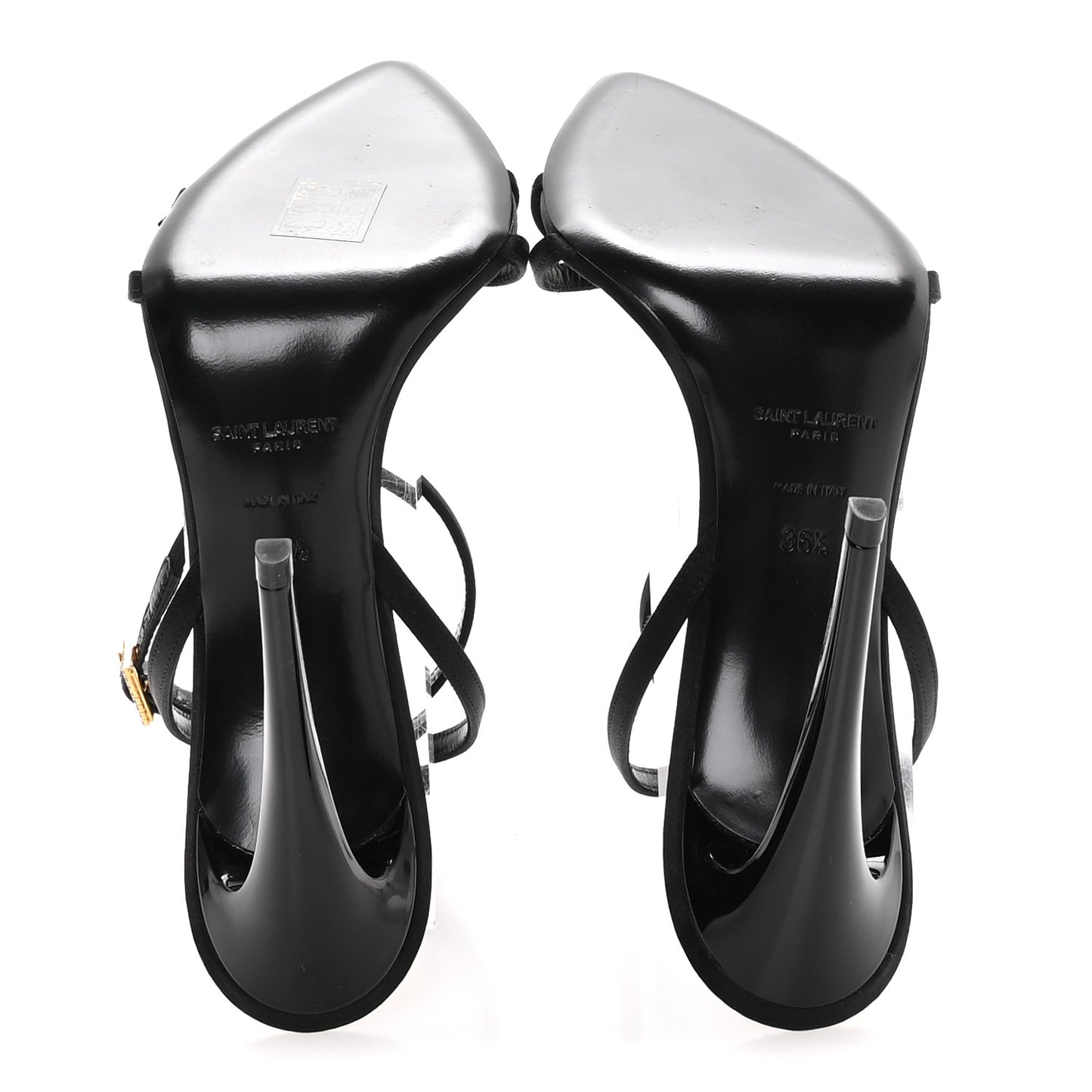 Calfskin Satin Crystal Gippy 110 Sandals 36.5 Black