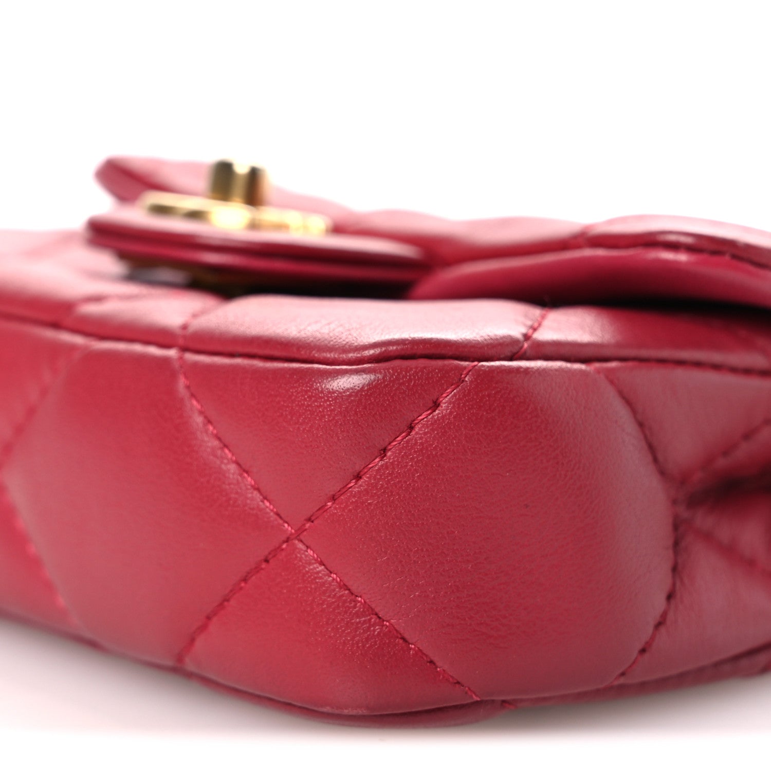 Chanel Calfskin Quilted Lady Handle Flap Card Holder With Chain Dark Pink 10 of 14
