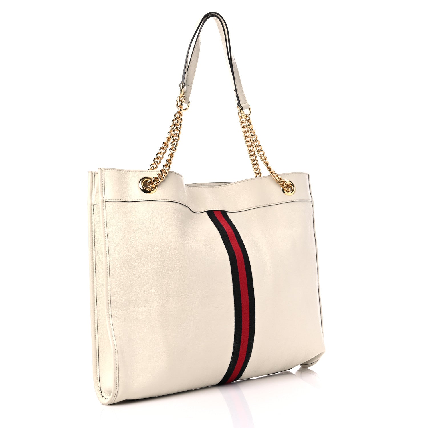Gucci Suede Calfskin Large Rajah Chain Tote White 4 of 10