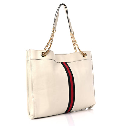 Gucci Suede Calfskin Large Rajah Chain Tote White 4 of 10