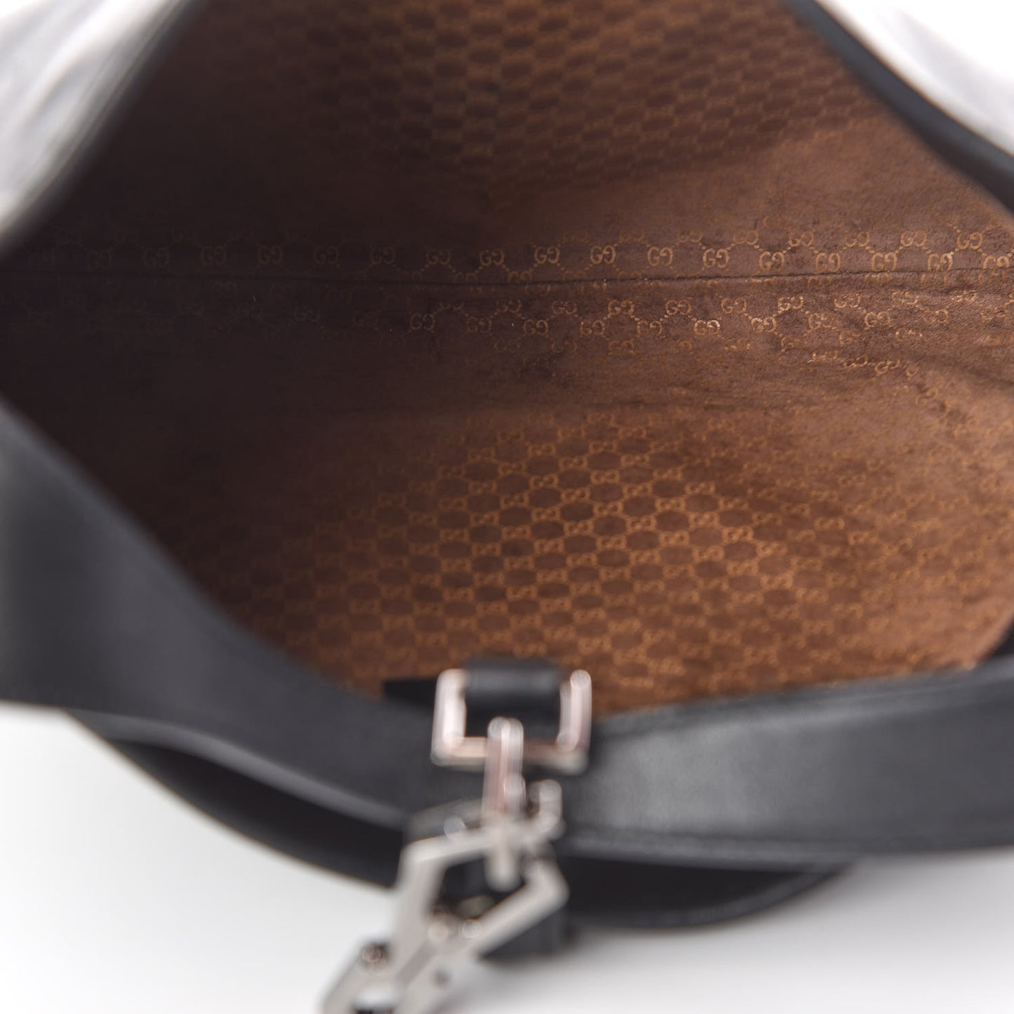 Calfskin Lobster Clasp Lock Jackie O Hobo Black