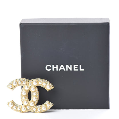 Chanel Pearl Crystal CC Brooch Gold 5 of 5