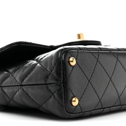 Chanel Lambskin Quilted Small Flap Top Handle Bag Black 9 of 10