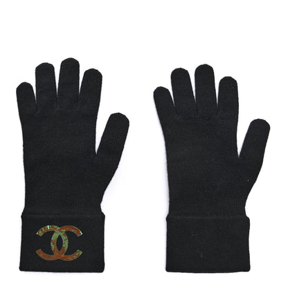 Chanel Cashmere CC Logo Gloves Black 1 of 5
