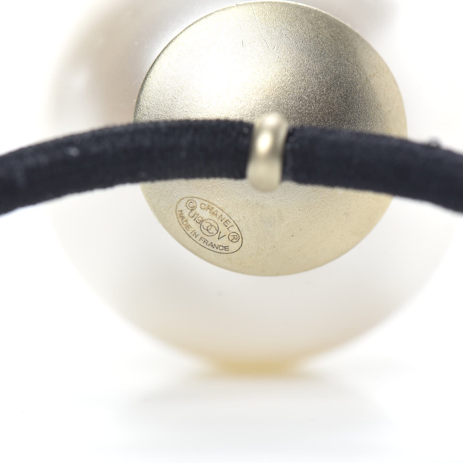 Chanel Pearl CC Hair Tie Black White 4 of 4