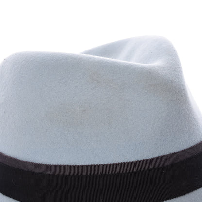 Chanel Rabbit Fur Felt CC Fedora Hat M Light Blue 11 of 11