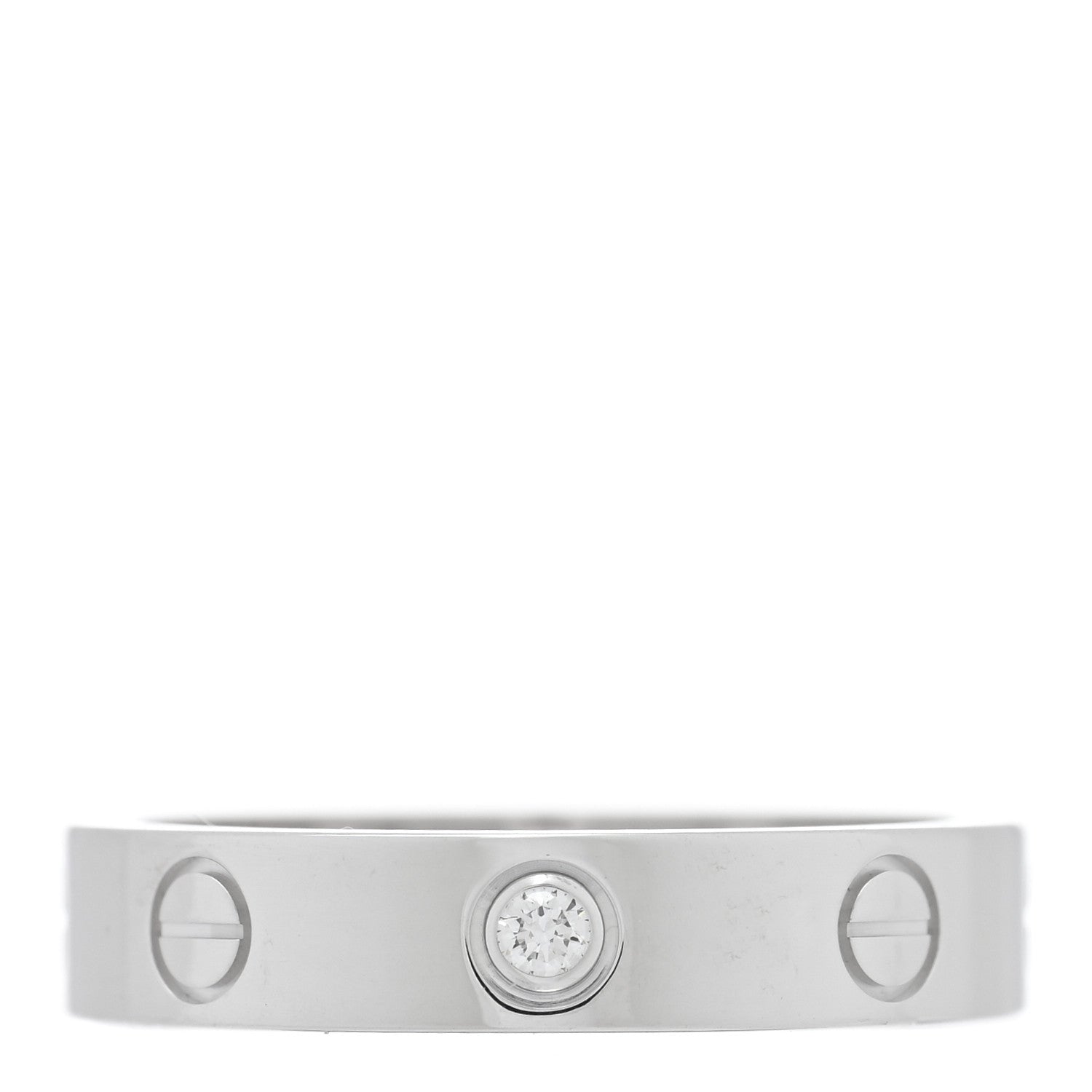 Cartier 18K White Gold Diamond 4mm LOVE Wedding Band Ring 52 6 1 of 5