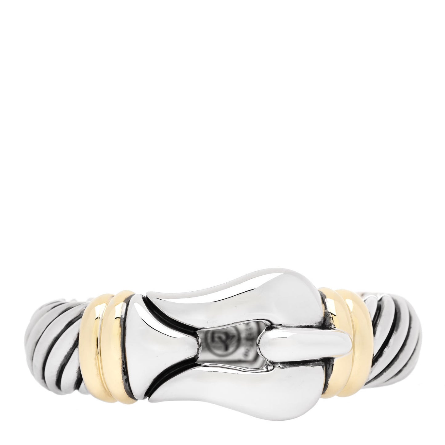 Sterling Silver 18K Yellow Gold 15mm Cable Buckle Bracelet
