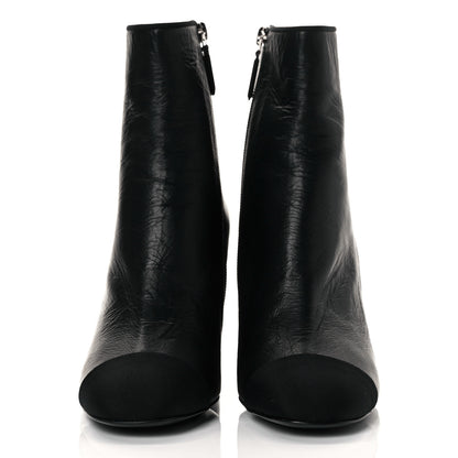 Chanel Crumpled Calfskin Cap Toe Chain Short Boots 39 Black 4 of 30