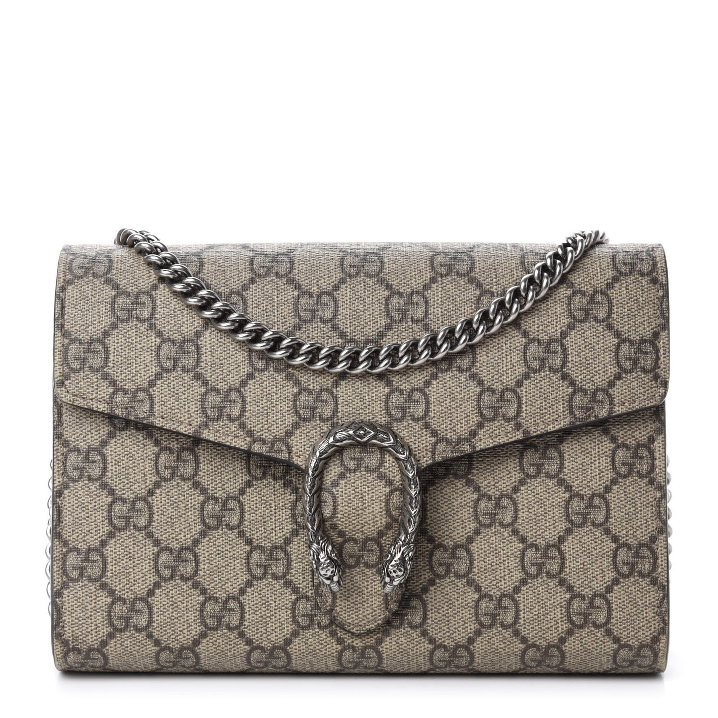 GG Supreme Monogram Mini Dionysus Chain Wallet Beige Black