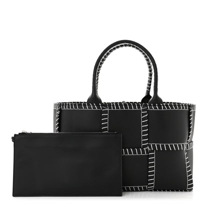 Bottega Veneta Nappa Maxi Intrecciato Overlock Stitched Small Arco Tote Black Silver 1 of 10