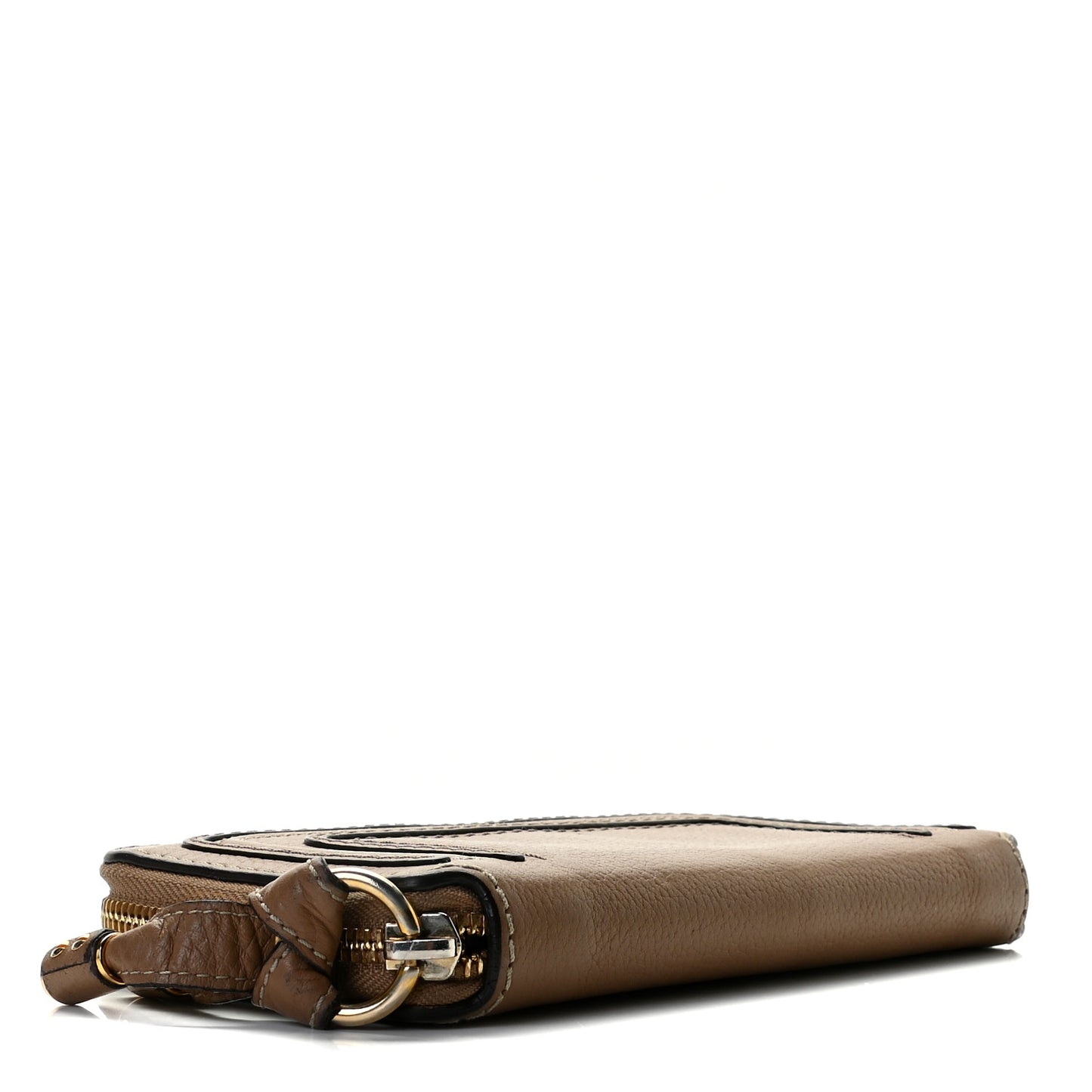 Grained Calfskin Marcie Long Zip Around Wallet Nut