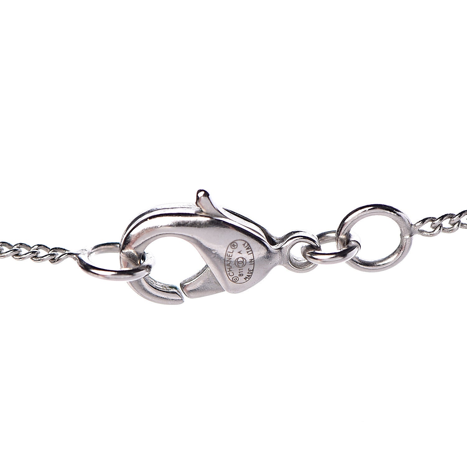 Chanel Baguette Crystal Large CC Necklace Silver 4 of 6