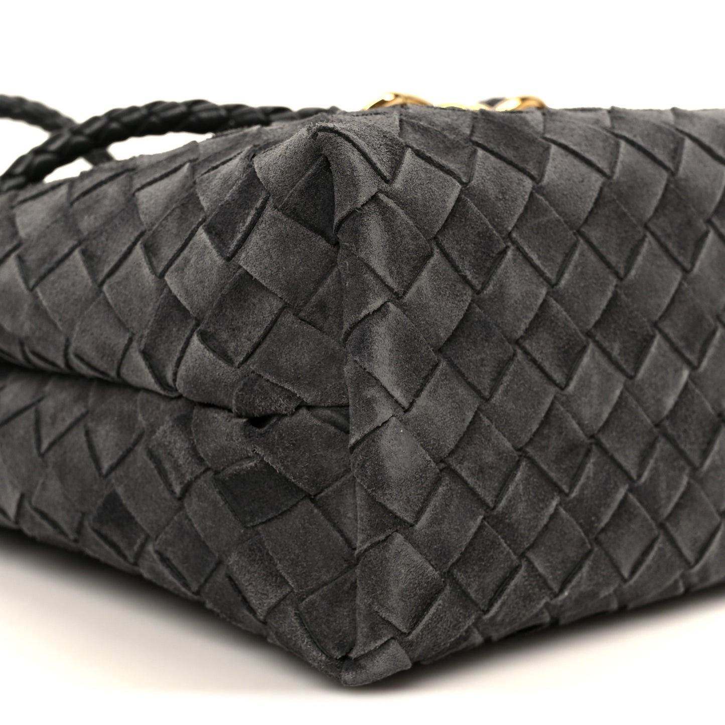 Suede Intrecciato Small Andiamo Shoulder Bag Graphite