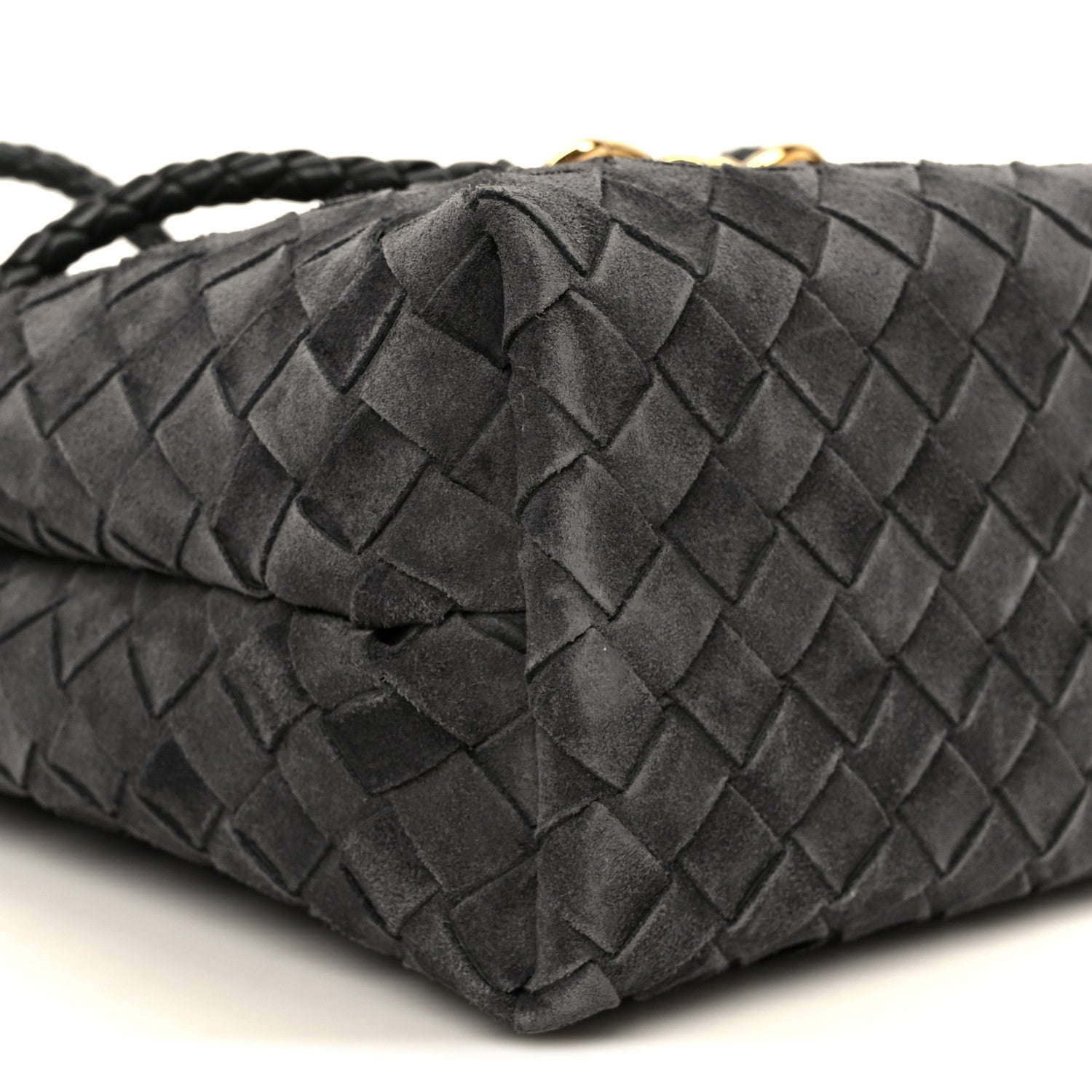 Bottega Veneta Suede Intrecciato Small Andiamo Shoulder Bag Graphite 9 of 10