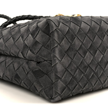 Bottega Veneta Suede Intrecciato Small Andiamo Shoulder Bag Graphite 9 of 10