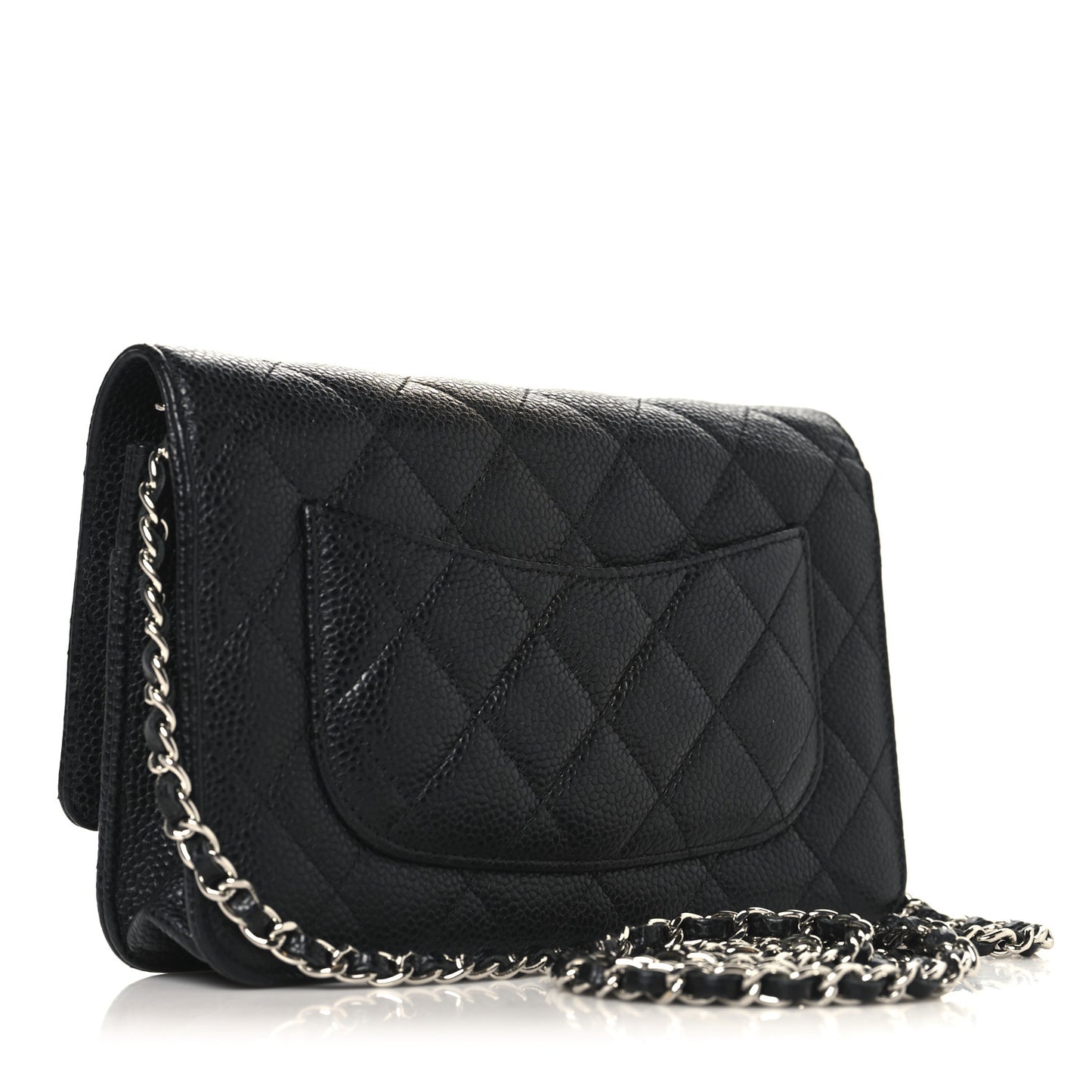 Caviar Quilted Wallet on Chain WOC Black