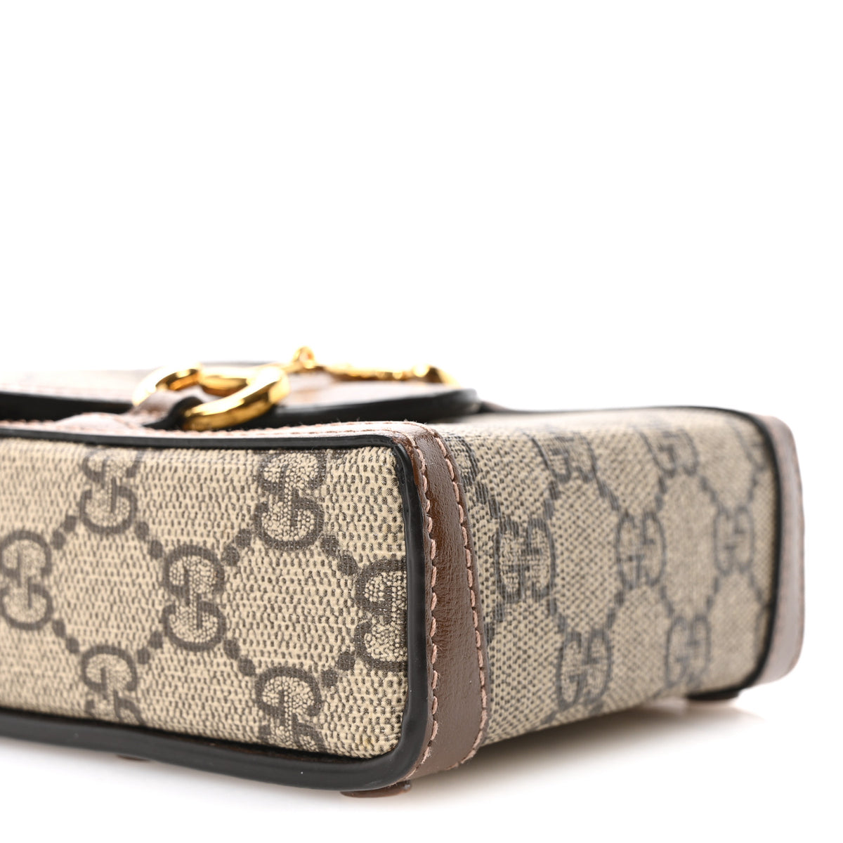 Gucci GG Supreme Monogram Mini Horsebit 1955 Crossbody Bag Beige Brown Sugar 8 of 10