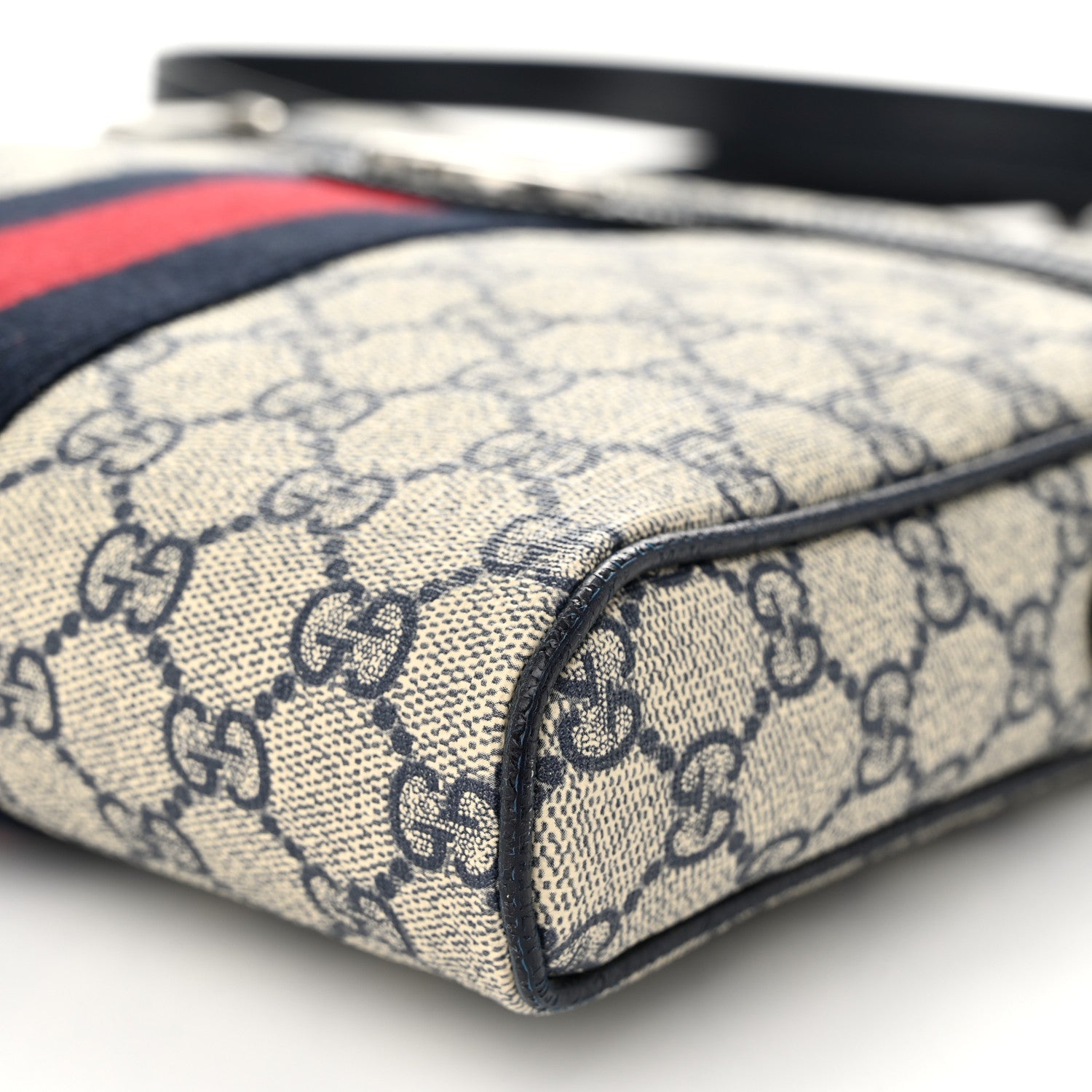 Gucci GG Supreme Monogram Textured Dollar Calfskin Web Small Ophidia Messenger Bag Beige Blue 10 of 10
