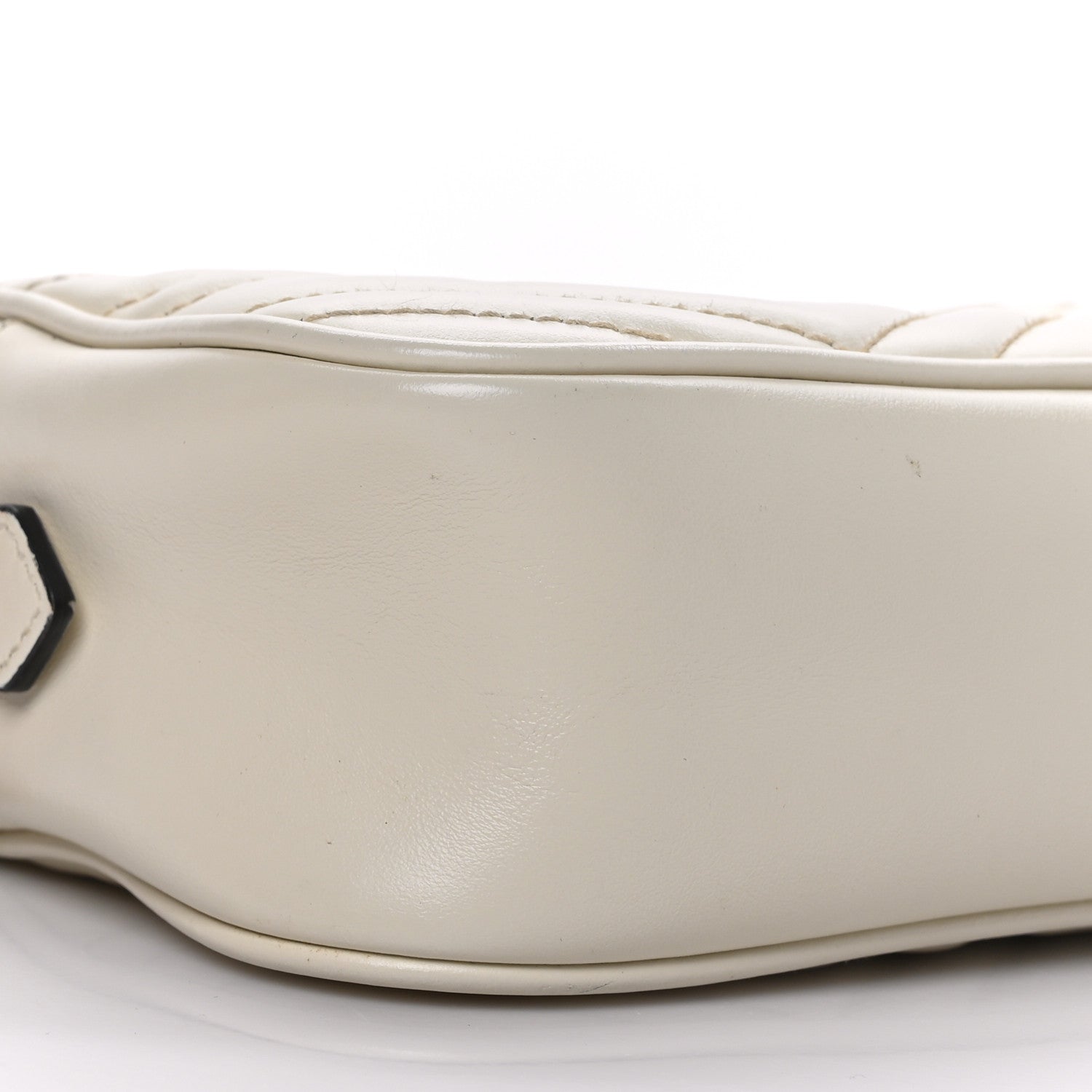 Gucci Calfskin Matelasse Small GG Marmont Chain Shoulder Bag White 9 of 10