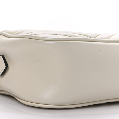 Gucci Calfskin Matelasse Small GG Marmont Chain Shoulder Bag White 9 of 10
