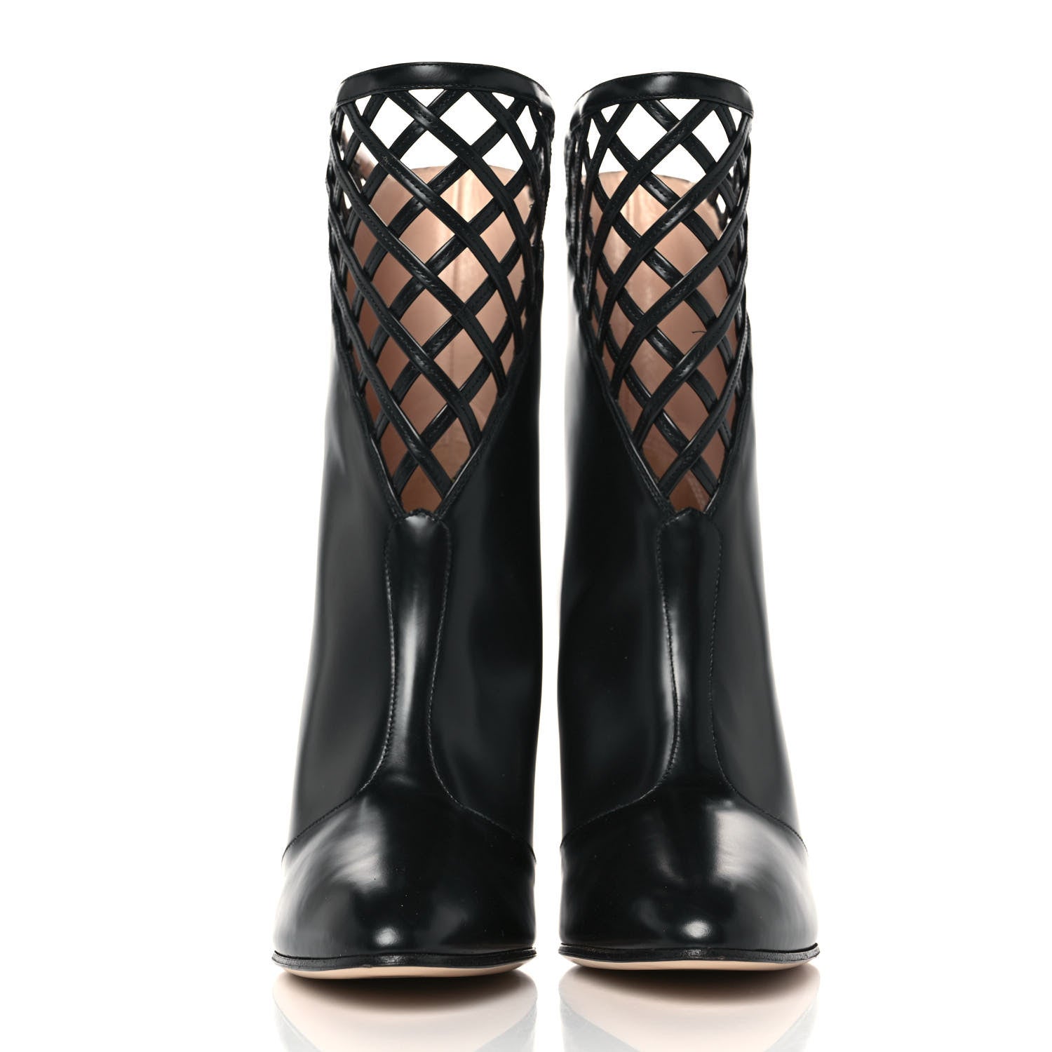 Gucci Plume Calfskin Damir Lattice Cutout Boots 38.5 Black 2 of 9