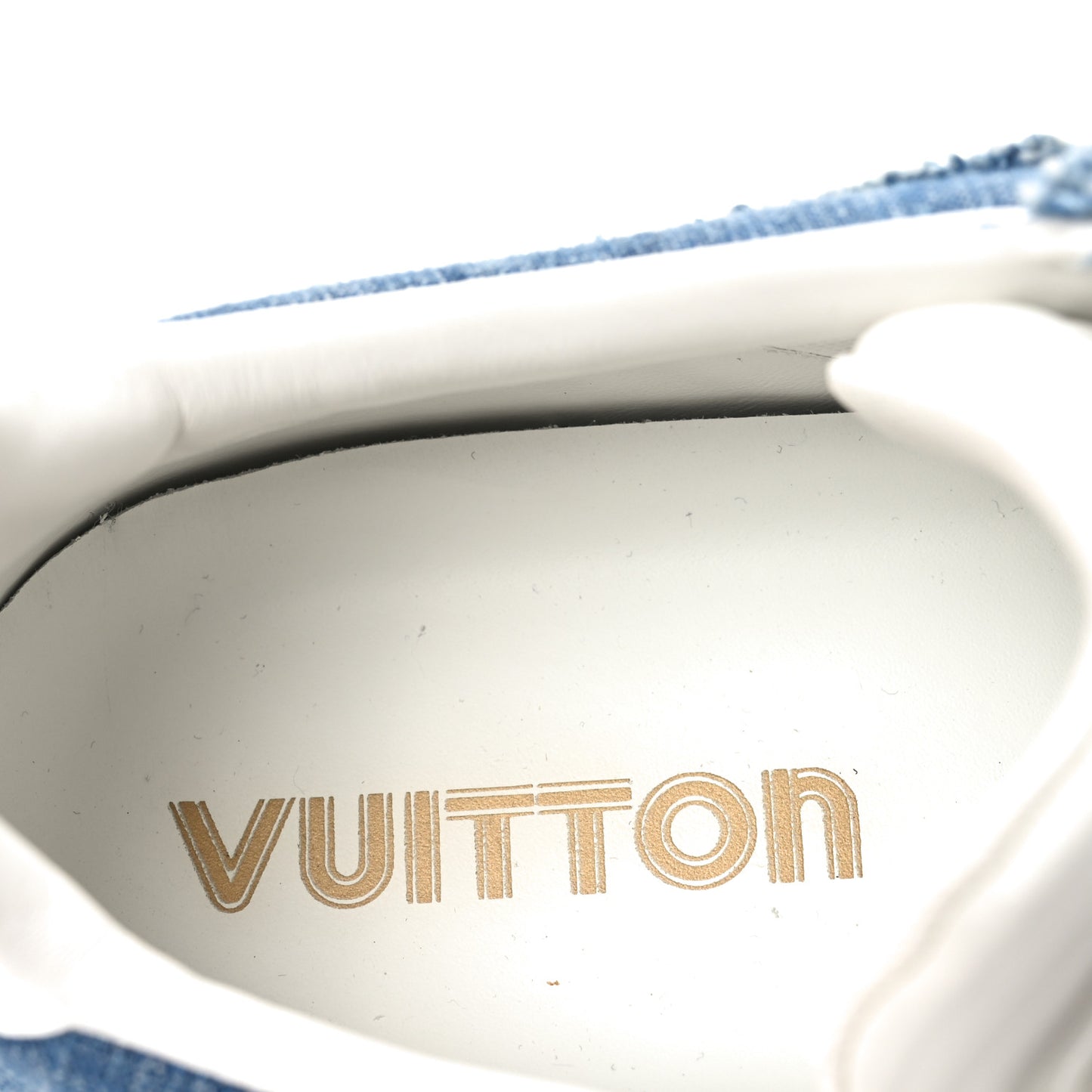 Denim Calfskin Embossed LV Groovy Platform Sneakers 38 Blue White