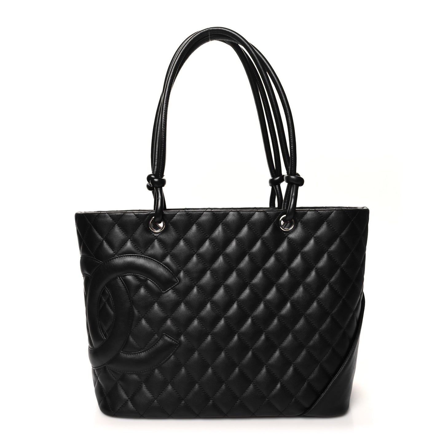 Calfskin Quilted Large Cambon Tote Black