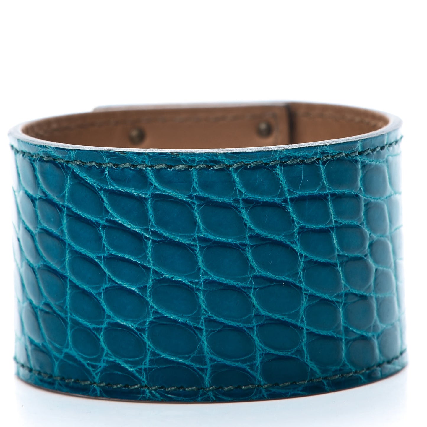 Shiny Alligator Kelly Dog Cuff Bleu Izmir