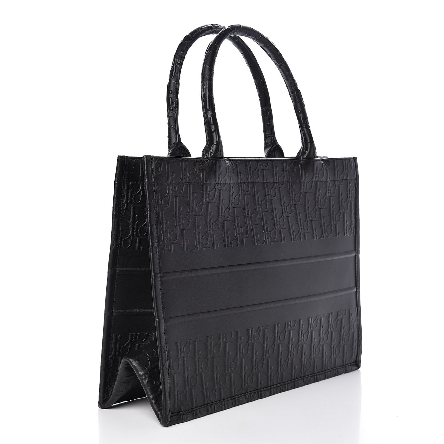 Oblique Calfskin Embossed Medium Book Tote Black