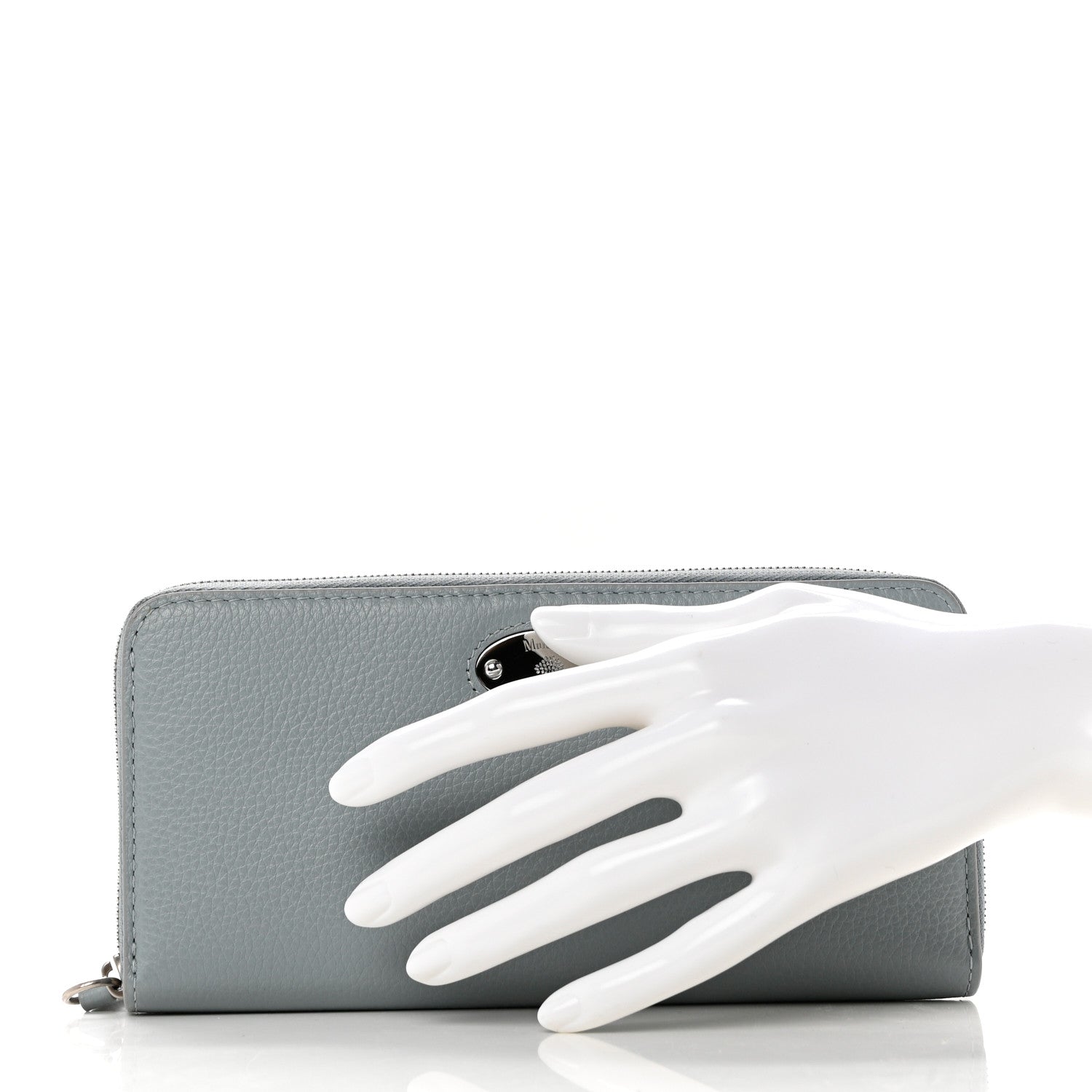 Mulberry Micro Classic Grain Plaque 8 Credit Card Zip Wallet Cloud 2 of 8