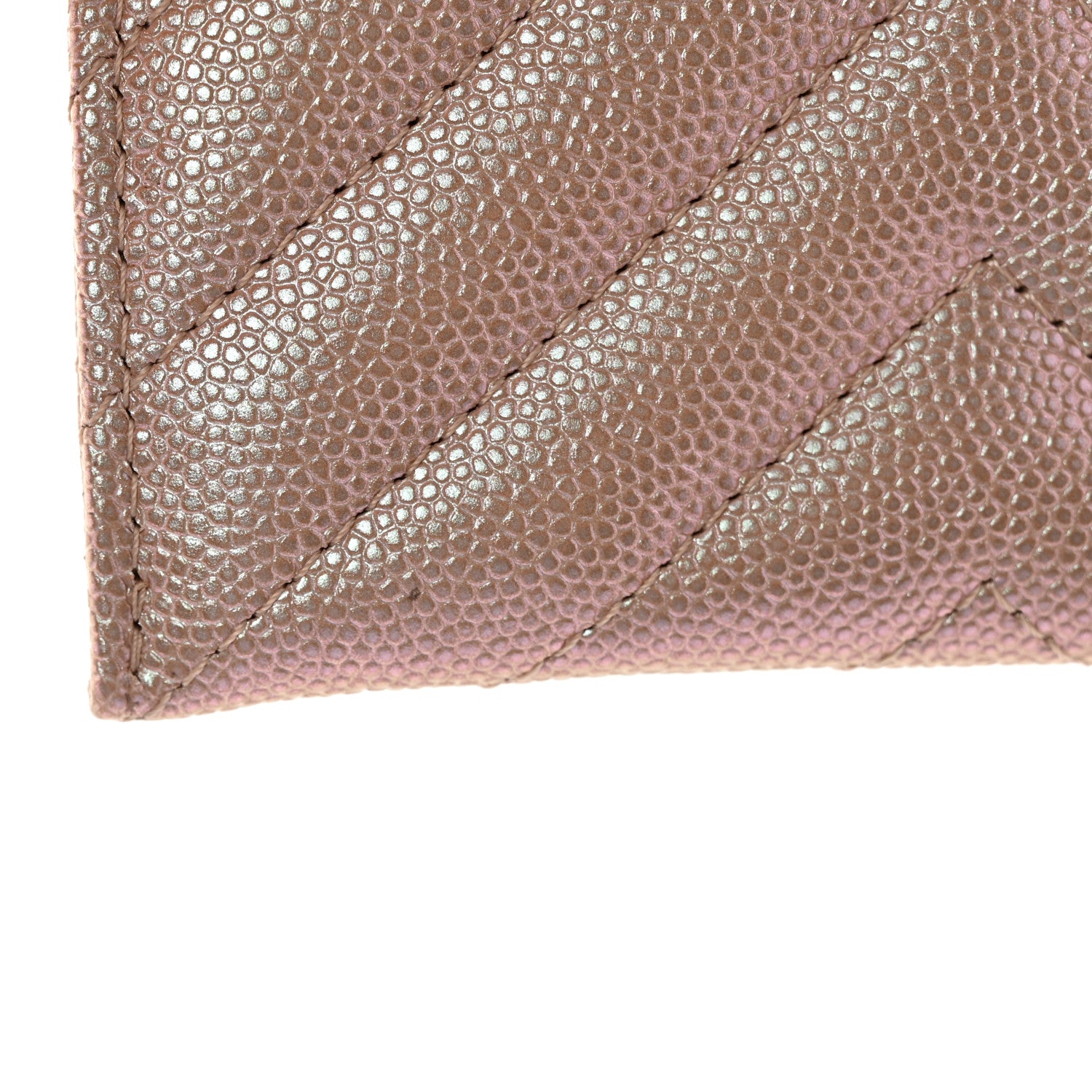 Chanel Iridescent Caviar Chevron Quilted Card Holder Beige 9 of 10