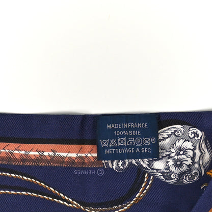 Hermes Silk Cavalcades Twilly Marine Gold Gris 3 of 3