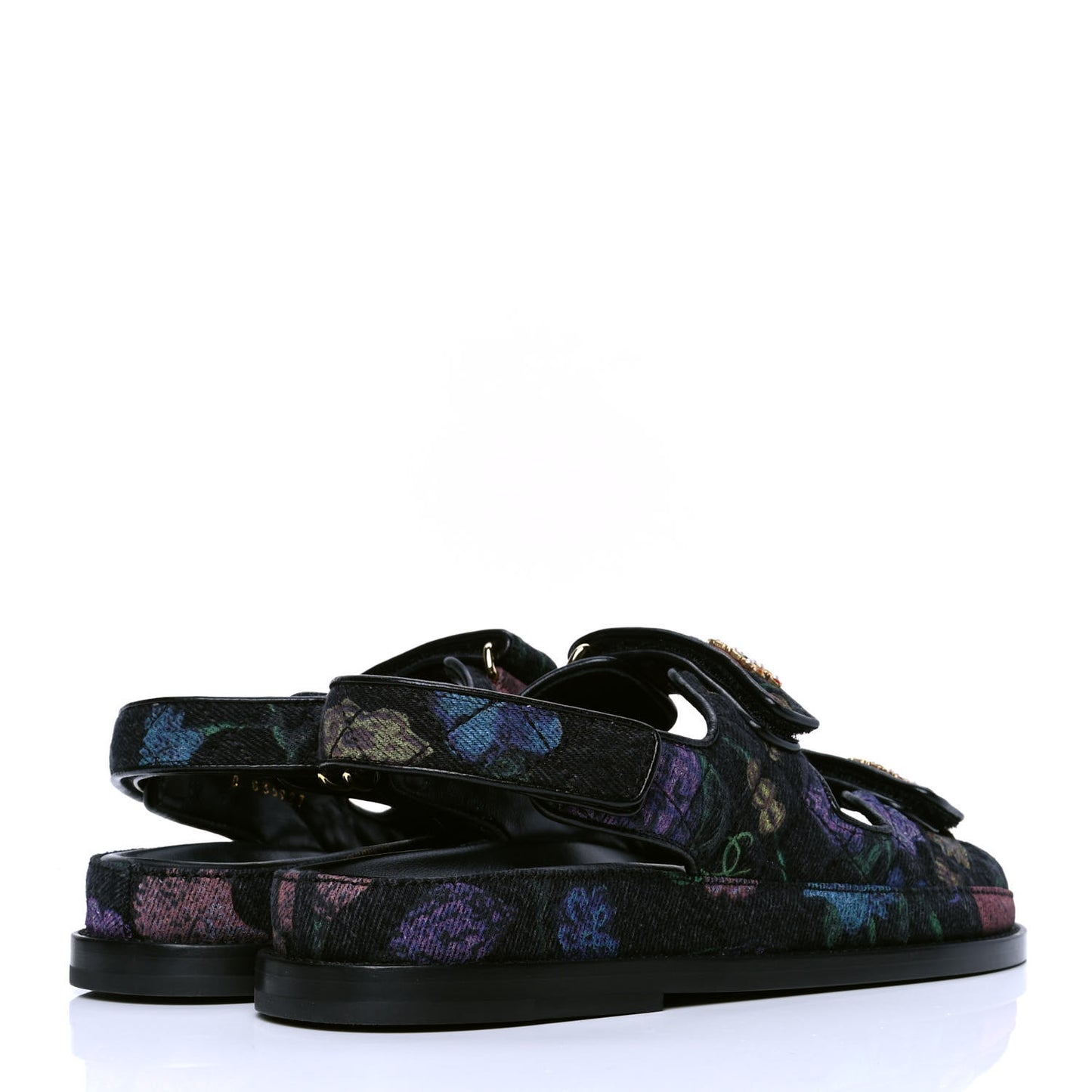 Denim Quilted Dad Sandals 37.5 Black Multicolor