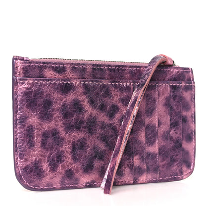 Balenciaga Metallic Agneau Leopard Print Le Cagole Coin Card Holder Pink 3 of 8