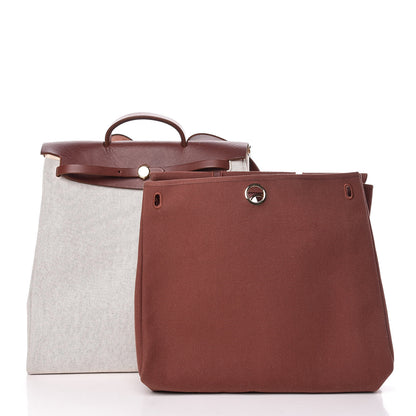 Hermes Toile Calfskin Herbag 39 GM Natural 3 of 18