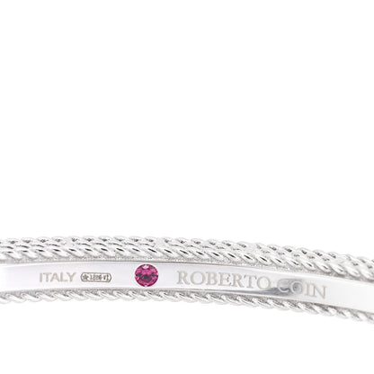 Roberto Coin 18K White Gold Diamond Princess Flower Symphony Flower Charm Bangle Bracelet 3 of 3