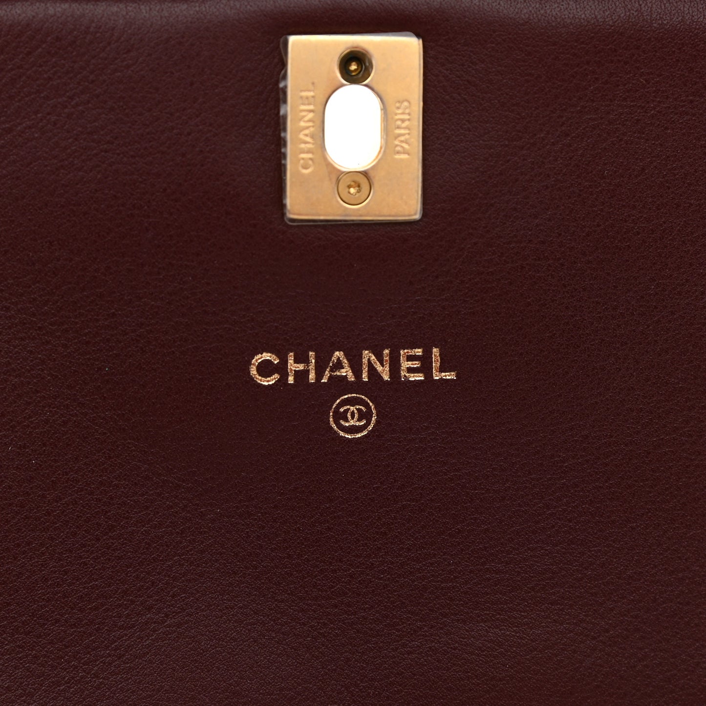 Calfskin Quilted Coco Mail Clutch With Chain Burgundy