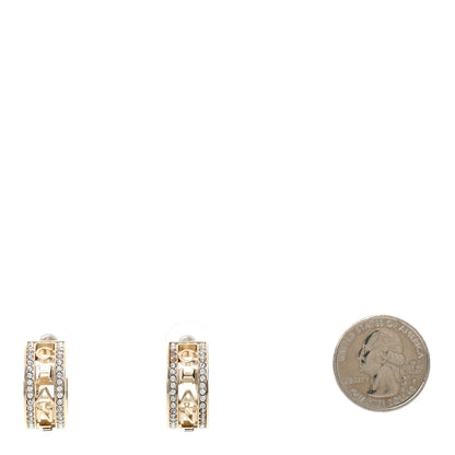 Chanel Metal Crystal Bow-tiful CC Hoop Earrings Gold 2 of 4