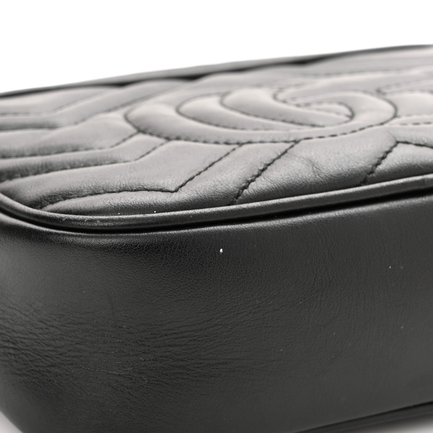 Gucci Calfskin Matelasse Mini GG Marmont Chain Shoulder Bag Black 11 of 13